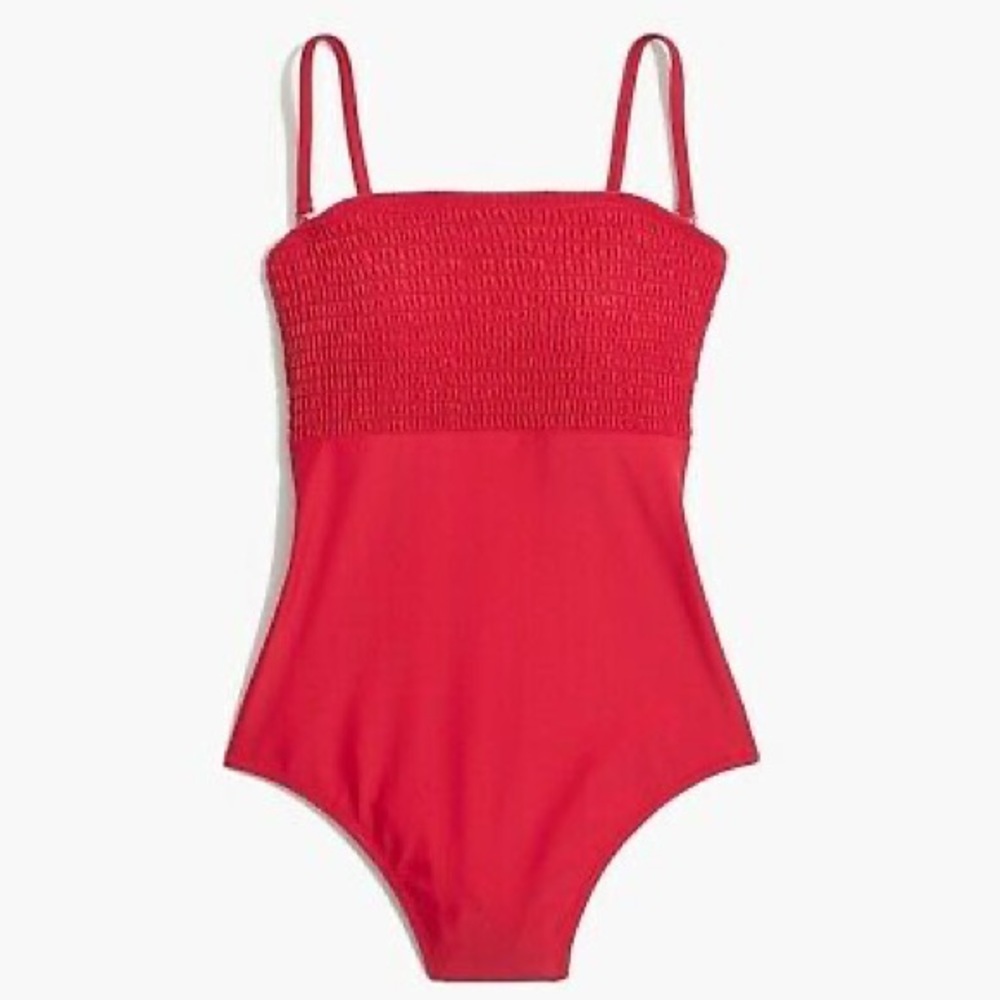 NAVY J. Crew Smocked One-Piece Bathing Suit